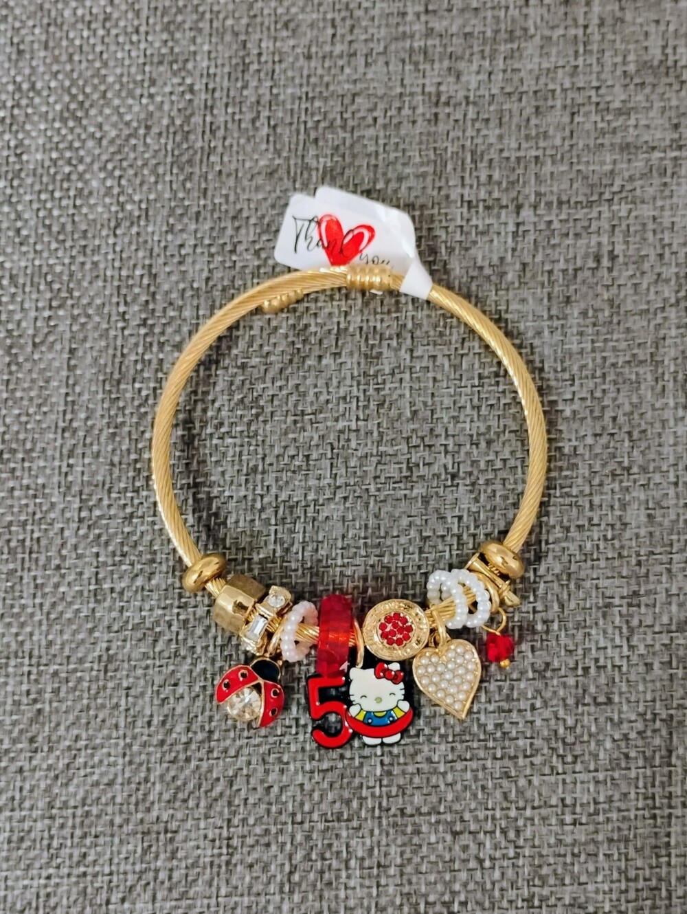 NEW Hello Kitty Charm Bracelet - 50th Birthday Expandable w/ GHW - Picture 6 of 8
